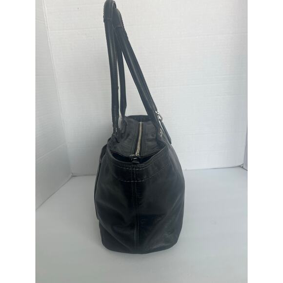 Coach Black Leather Bleecker Legacy Zip Closure Shoulder Handbag Tote Purse - Picture 3 of 11